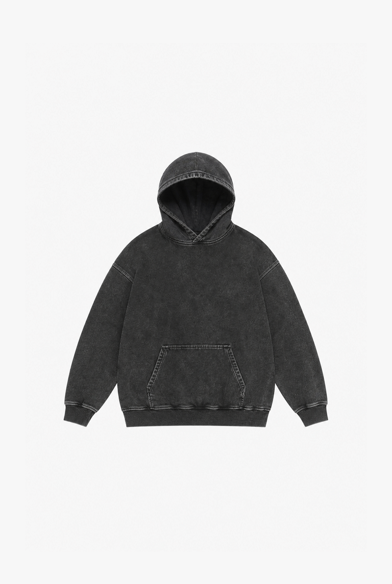 Black oversized acid wash hoodie by Sulta Studios