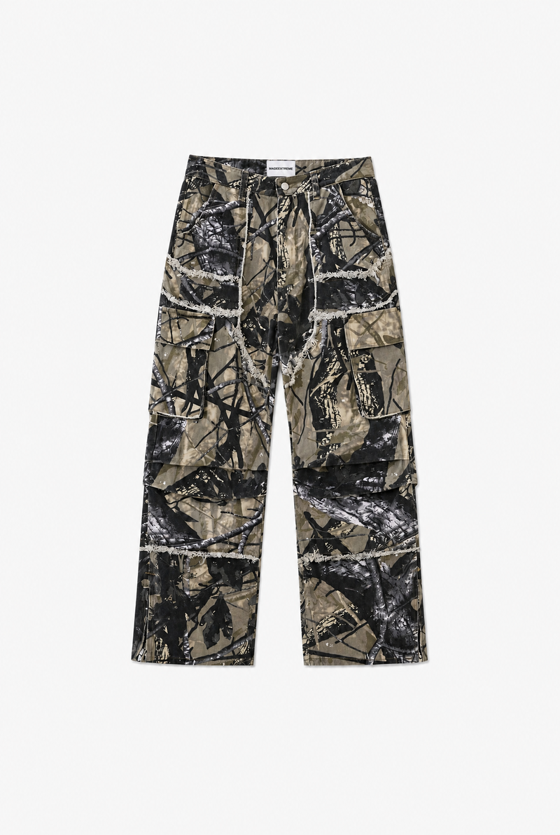 Camouflage flare cargo jeans by Sulta Studios