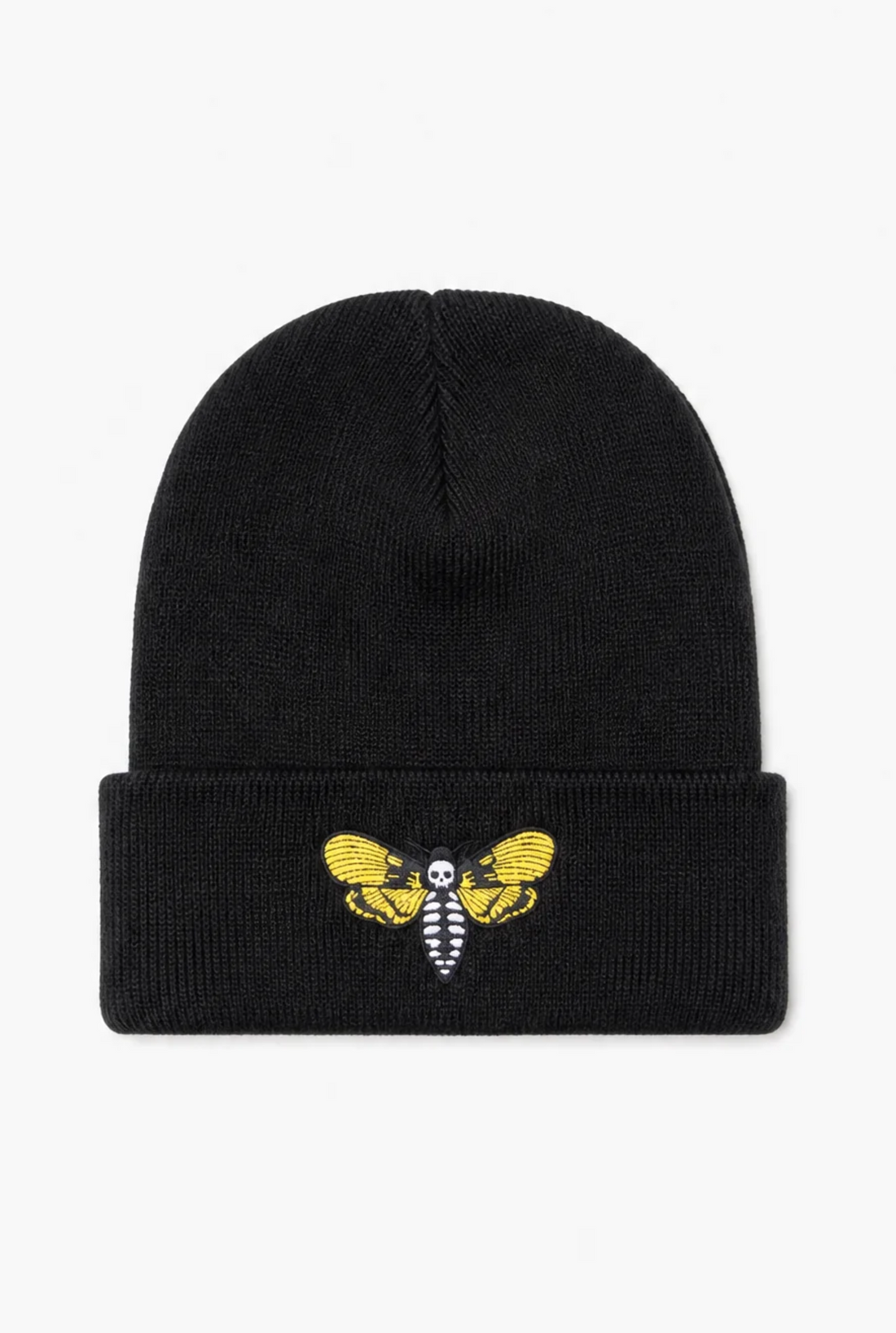 Skull Moth embroidered cuffed beanie by Sulta Studios