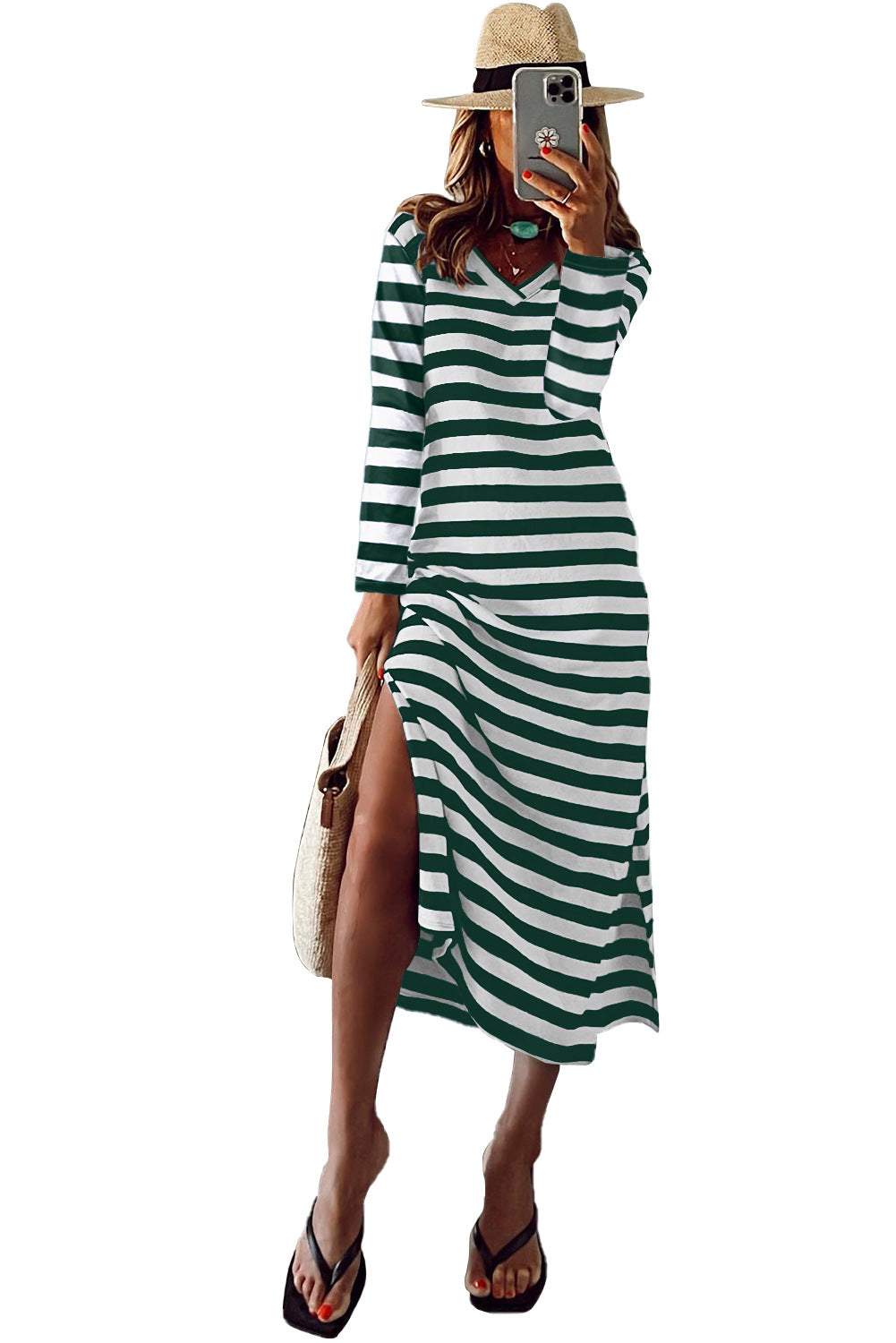 Slit Print Dress — women's black white blue white dresses by Blnka Kollective