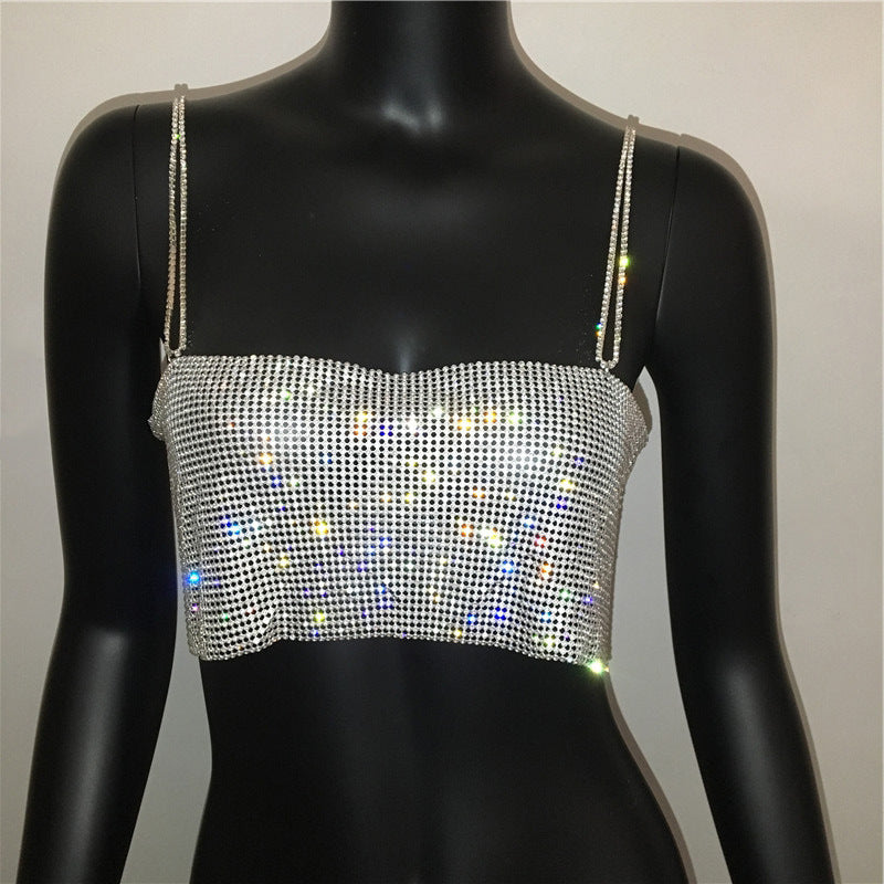 Metallic Rhinestone Cami — women's black gold t-shirts by Blnka Kollective