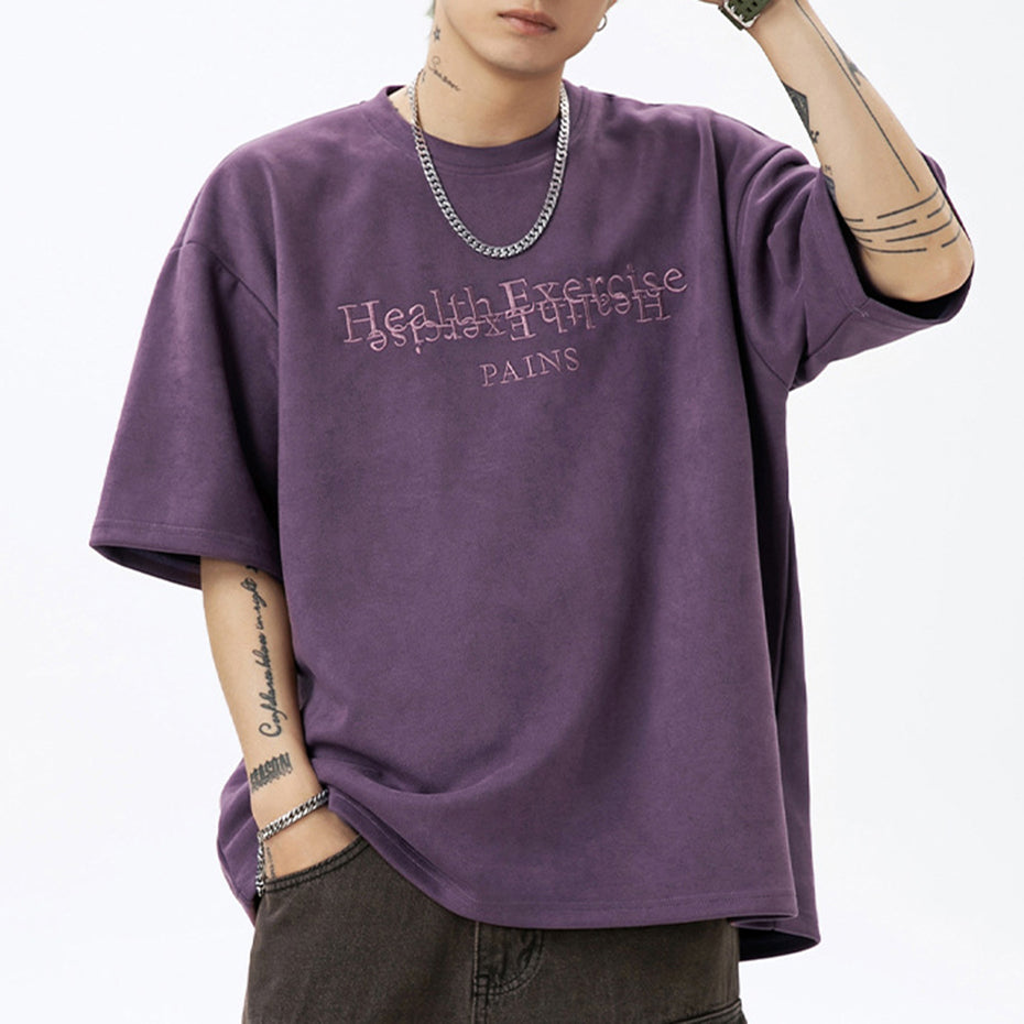 Letter Suede Tee — beige black t-shirts by Blnka Kollective