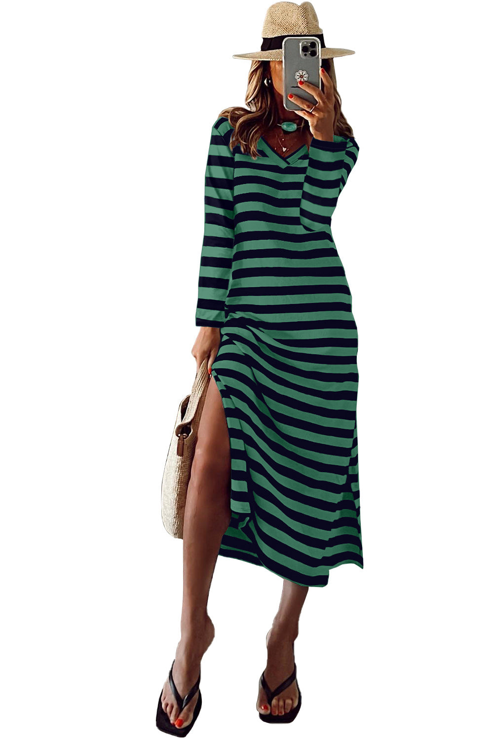 Slit Print Dress