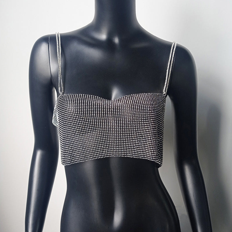 Metallic Rhinestone Cami — women's black gold t-shirts by Blnka Kollective