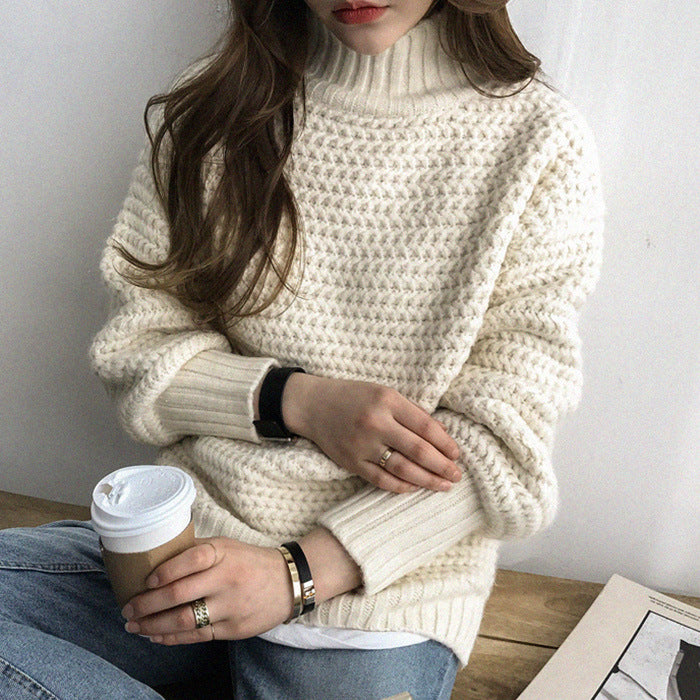 Oversized Korean Knit Sweater — women's apricot khaki knitwear by Blnka Kollective