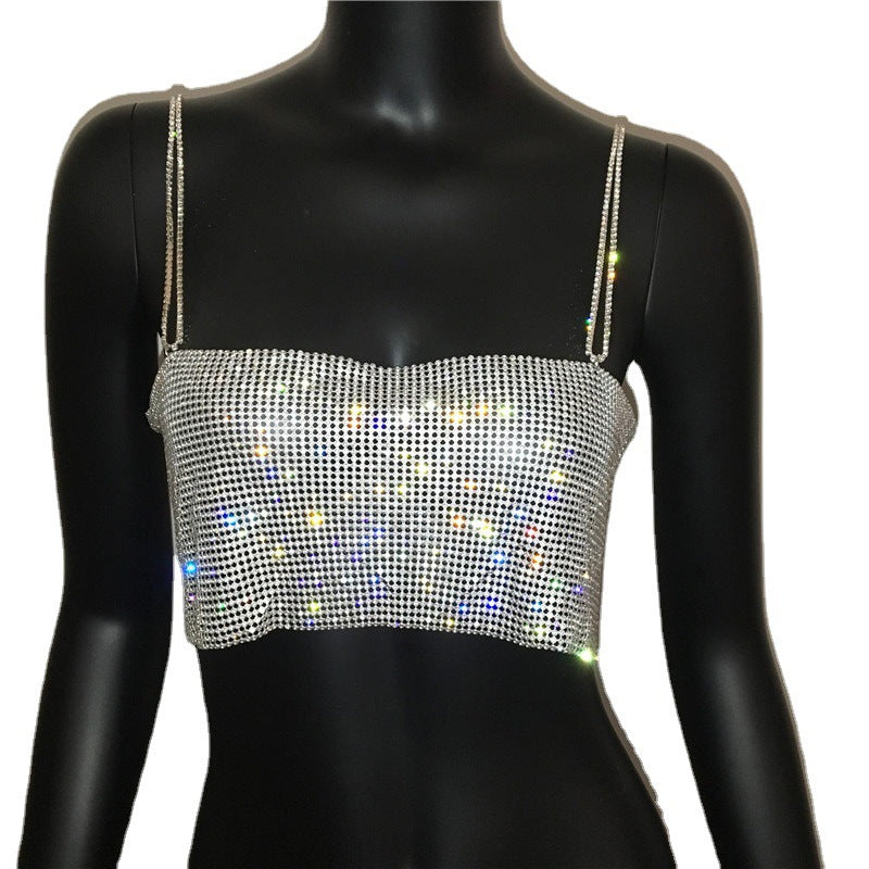 Metallic Rhinestone Cami — women's black gold t-shirts by Blnka Kollective