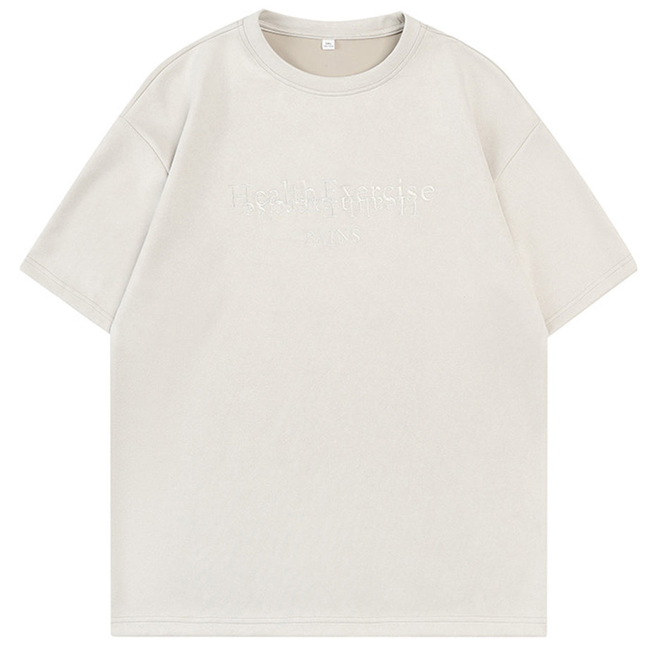 Letter Suede Tee — beige black t-shirts by Blnka Kollective