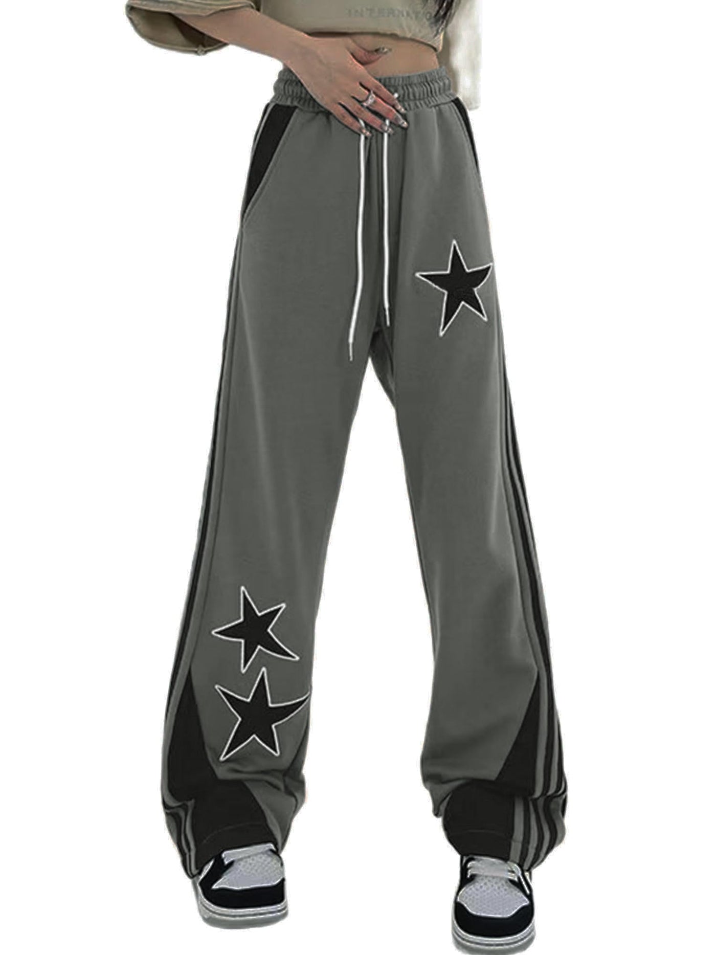 Star Track Pants — women's grey joggers bottoms by Blnka Kollective