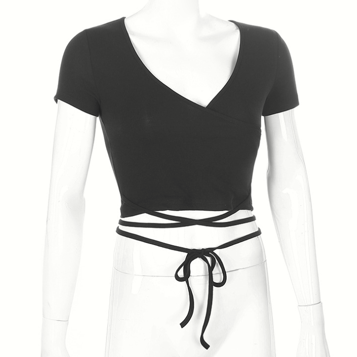 Cross Strap Tee — women's black white t-shirts by Blnka Kollective