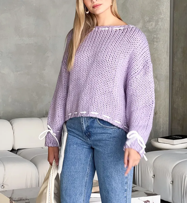 Bowknot Knit — women's beige black sweaters by Blnka Kollective