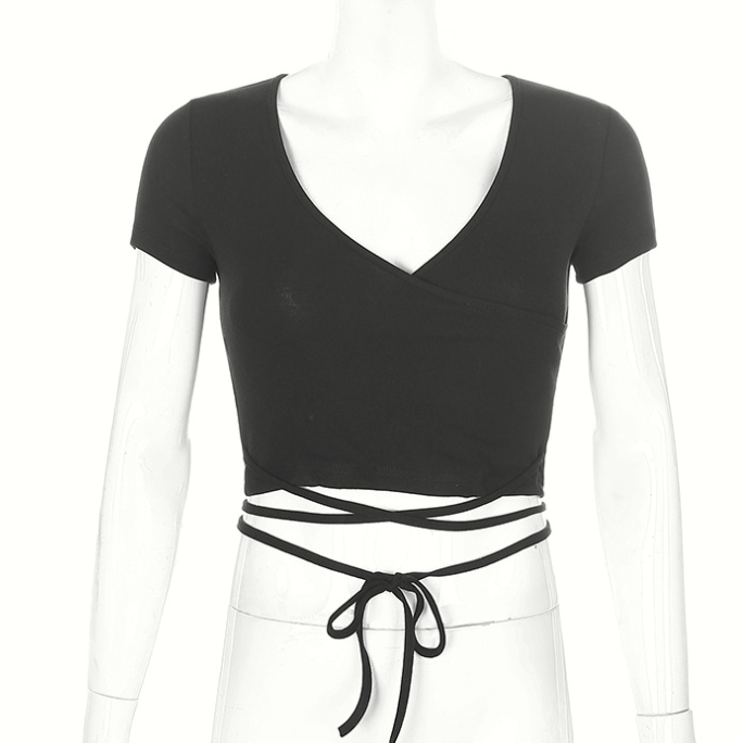 Cross Strap Tee — women's black white t-shirts by Blnka Kollective