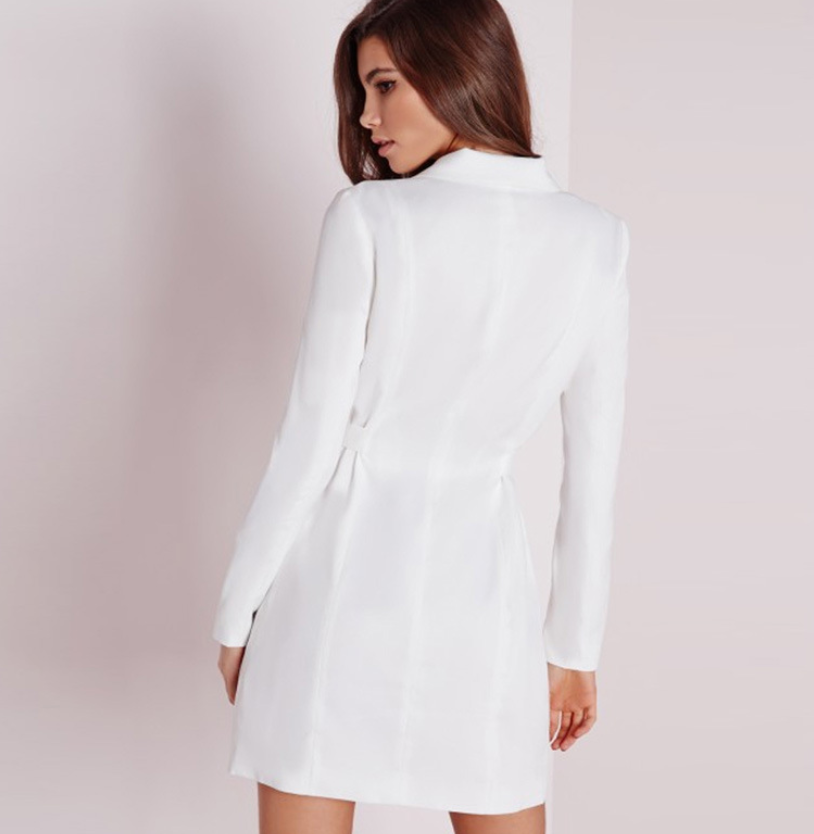 Deep V Blazer Dress — women's black white dresses by Blnka Kollective