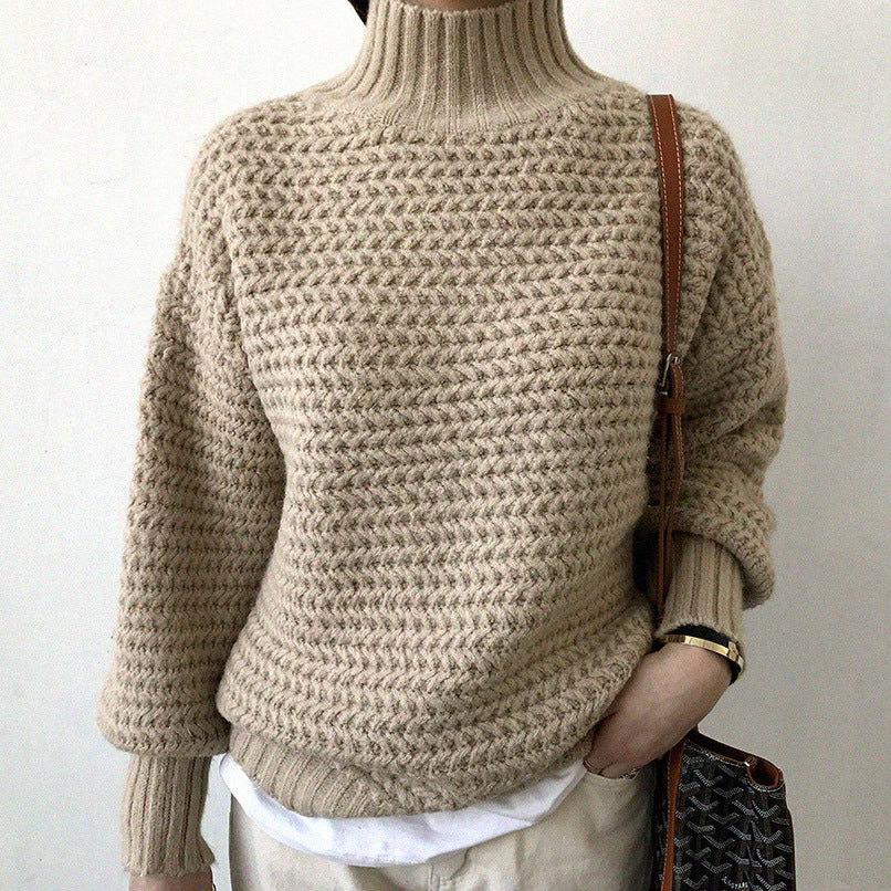 Oversized Korean Knit Sweater — women's apricot khaki knitwear by Blnka Kollective