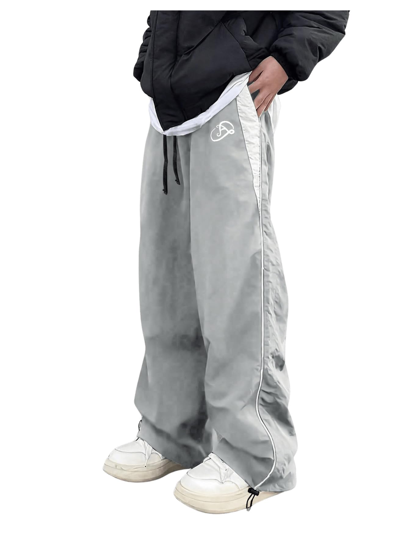 Letter Cargo Pants — men's light grey bottoms by Blnka Kollective