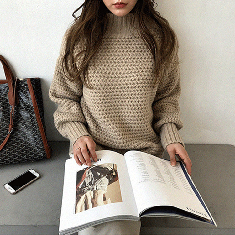 Oversized Korean Knit Sweater — women's apricot khaki knitwear by Blnka Kollective
