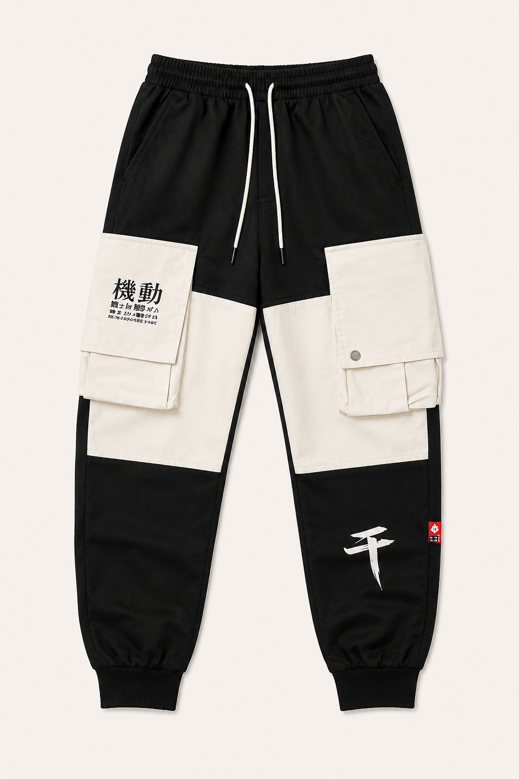 Kanji Cargo Pants — men's black bottoms by Blnka Kollective