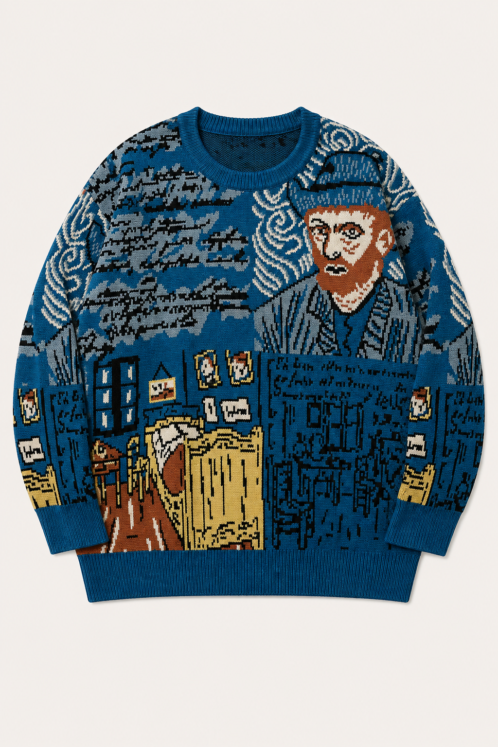 Van Gogh Knit — men's blue graphic sweaters by Blnka Kollective