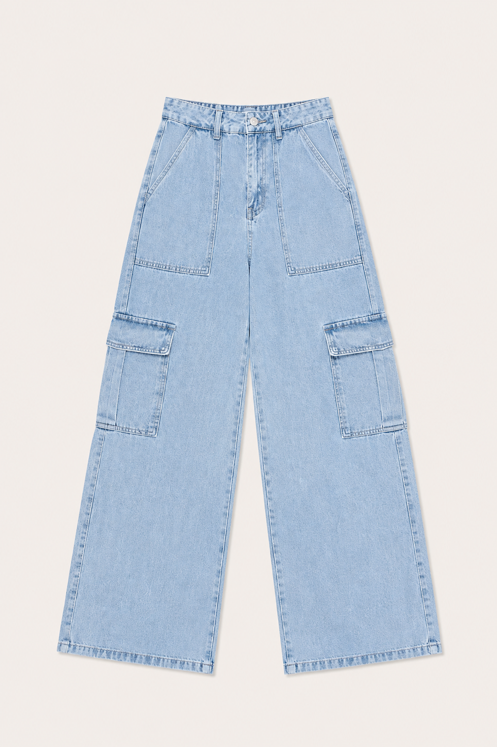 Light Wash Cargo Jeans — women's bottoms by Blnka Kollective