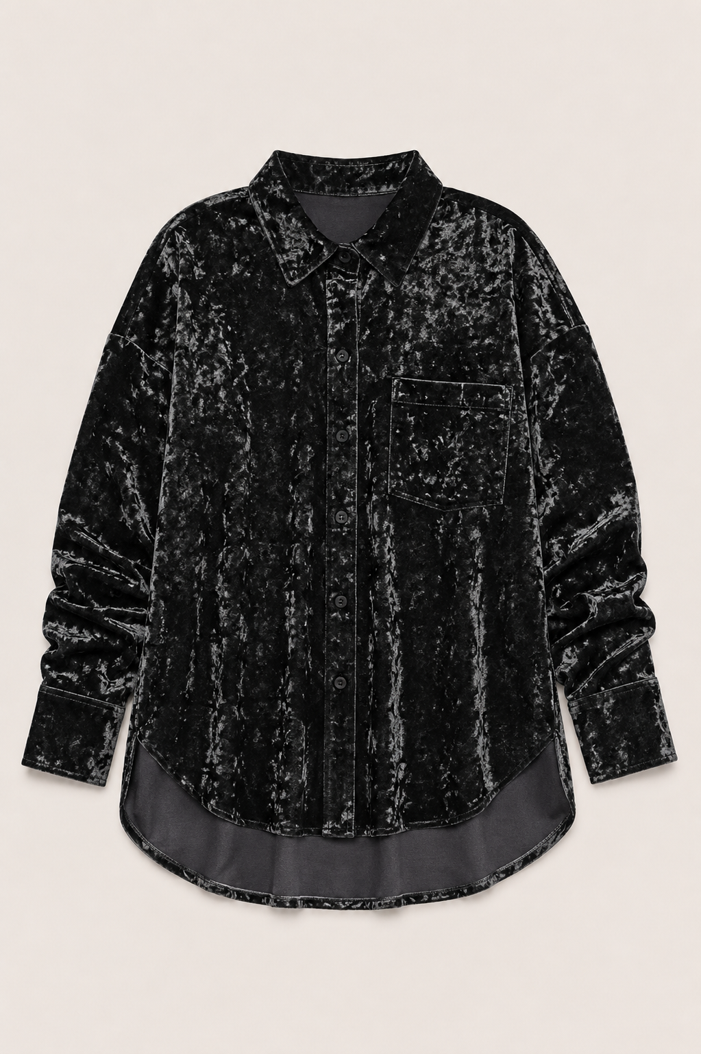Velvet Button Shirt — black shirts by Blnka Kollective
