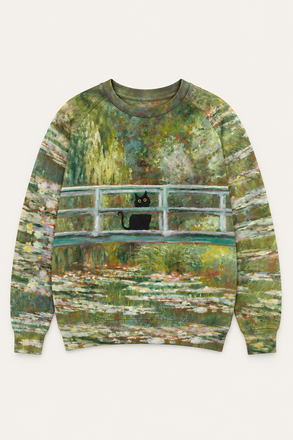 Monet Cat Crew — women's black graphic hoodies & sweatshirts by Blnka Kollective