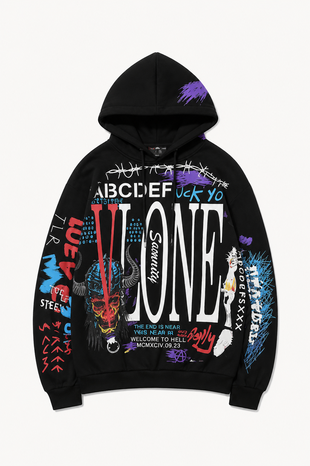 Graffiti Panel Hoodie — men's oversized hoodies & sweatshirts by Blnka Kollective