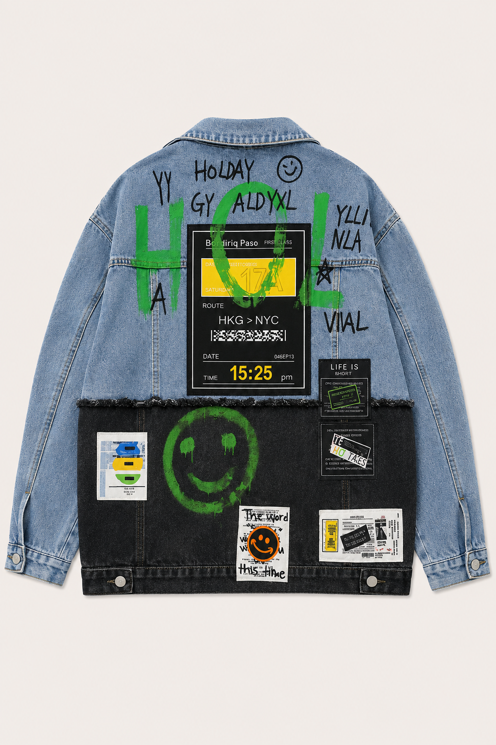 Graffiti Panel Denim — women's graphic outerwear by Blnka Kollective