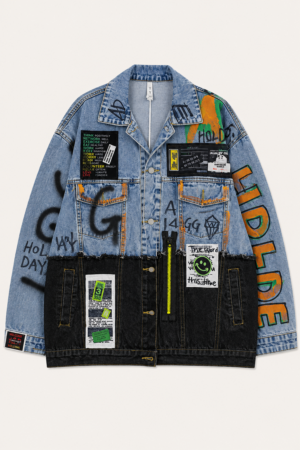 Graffiti Panel Denim — women's graphic outerwear by Blnka Kollective