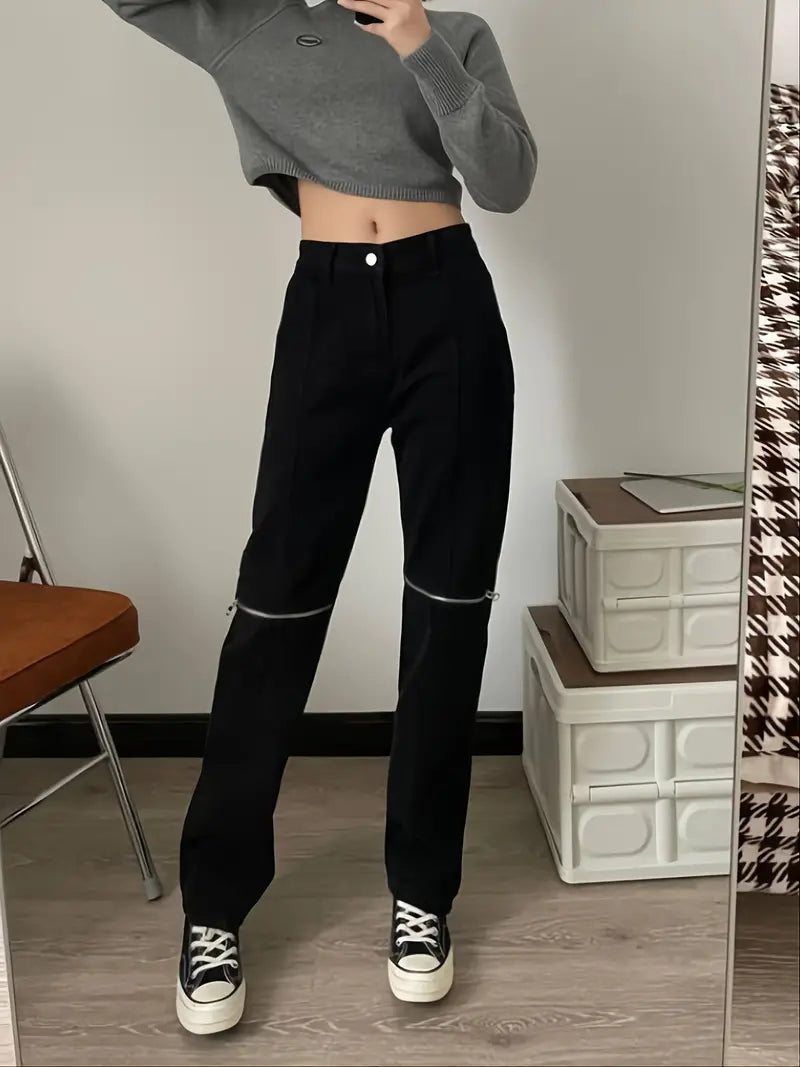 Wide Leg Zip Denim — zipper jeans by Blnka Kollective