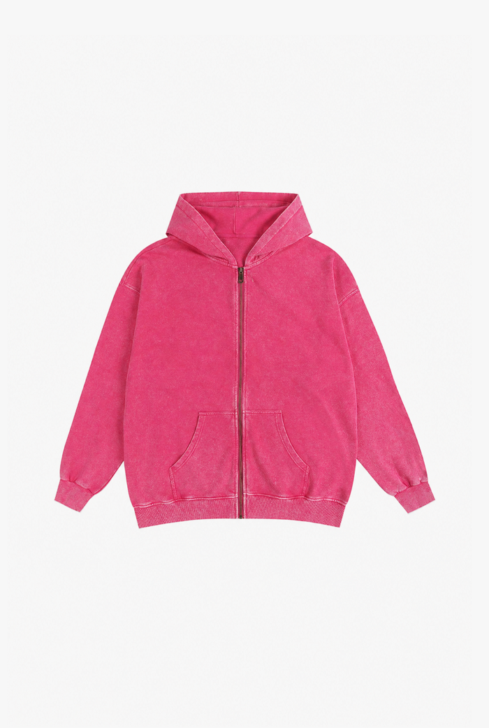 Acid Wash Zip Hoodie flat-lay