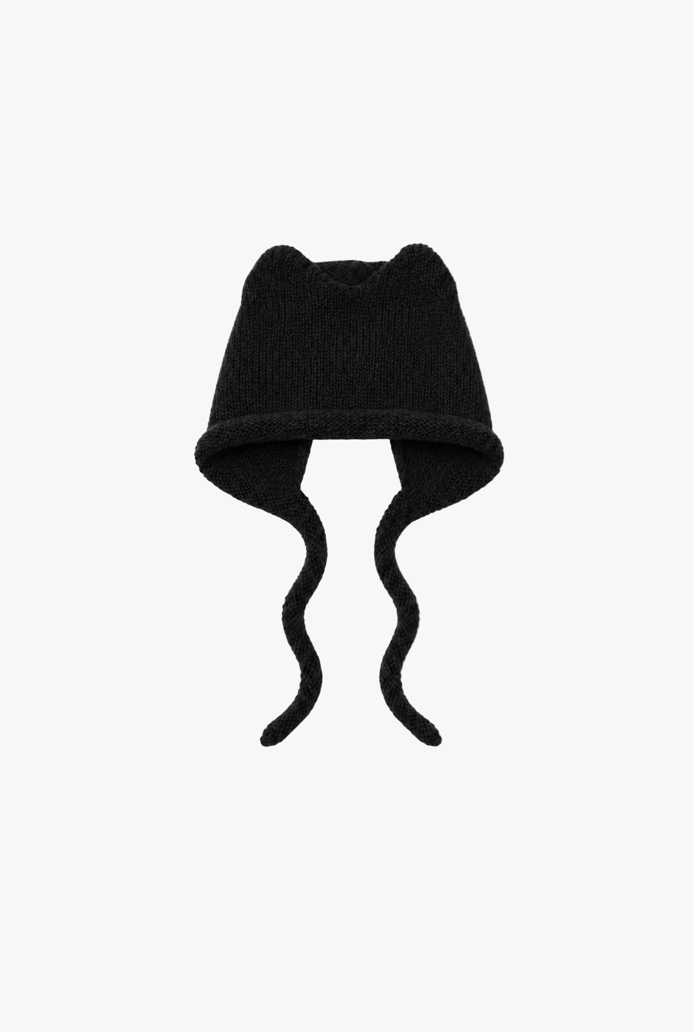 Alleycat Hat — black wool cat ear hat flat lay by Sulta Studios