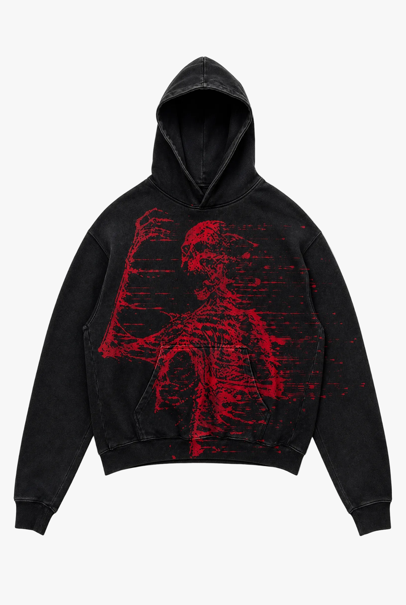 Anarchy Hoodie — design 1 punk graphic print hoodie flat lay by Sulta Studios