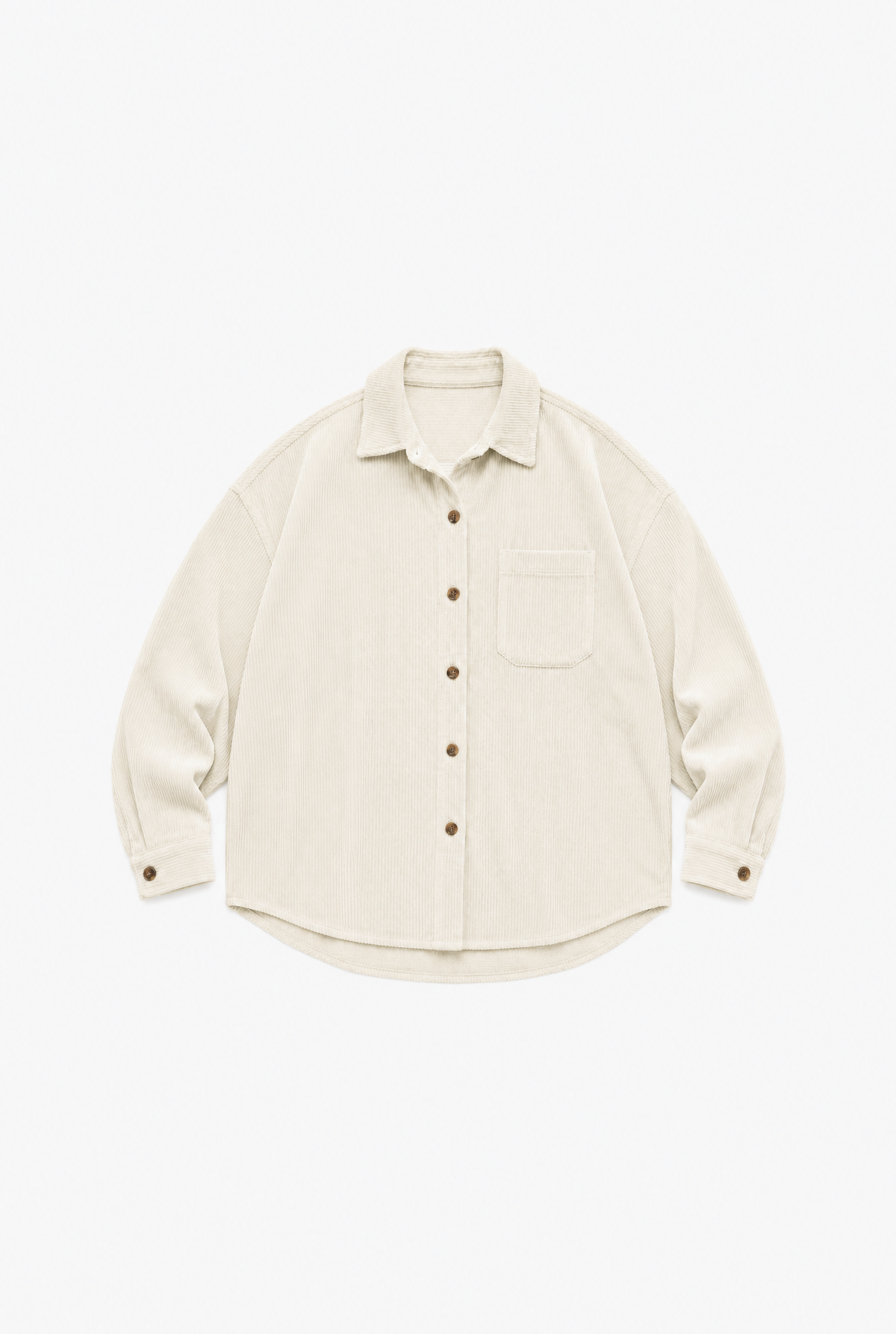 Beige Corduroy Overshirt flat-lay
