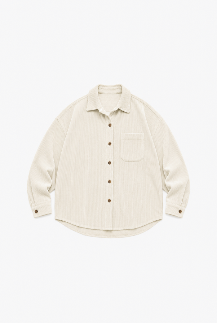 Beige Corduroy Overshirt flat-lay