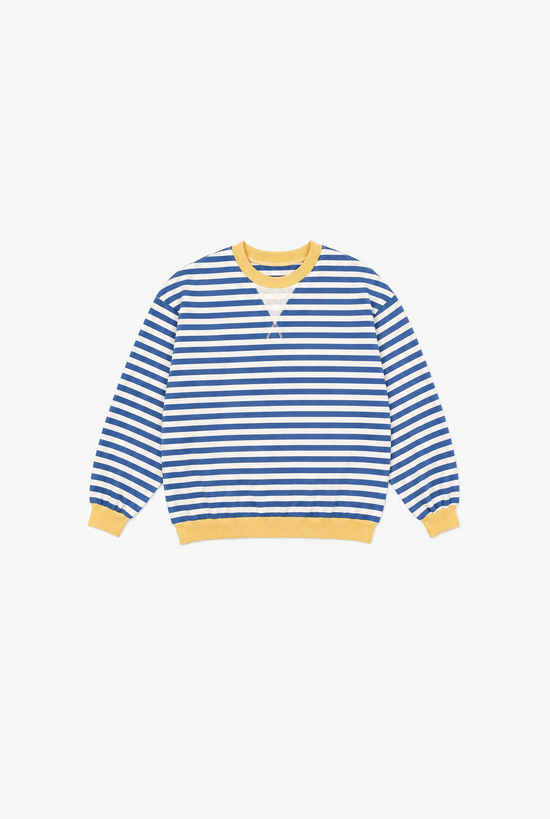 Blue Stripe Crew flat-lay