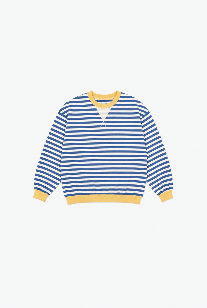 Blue Stripe Crew flat-lay