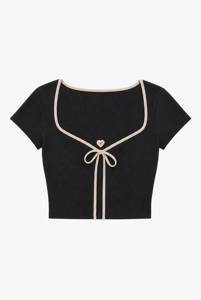 Bow Detail Crop Top flat-lay