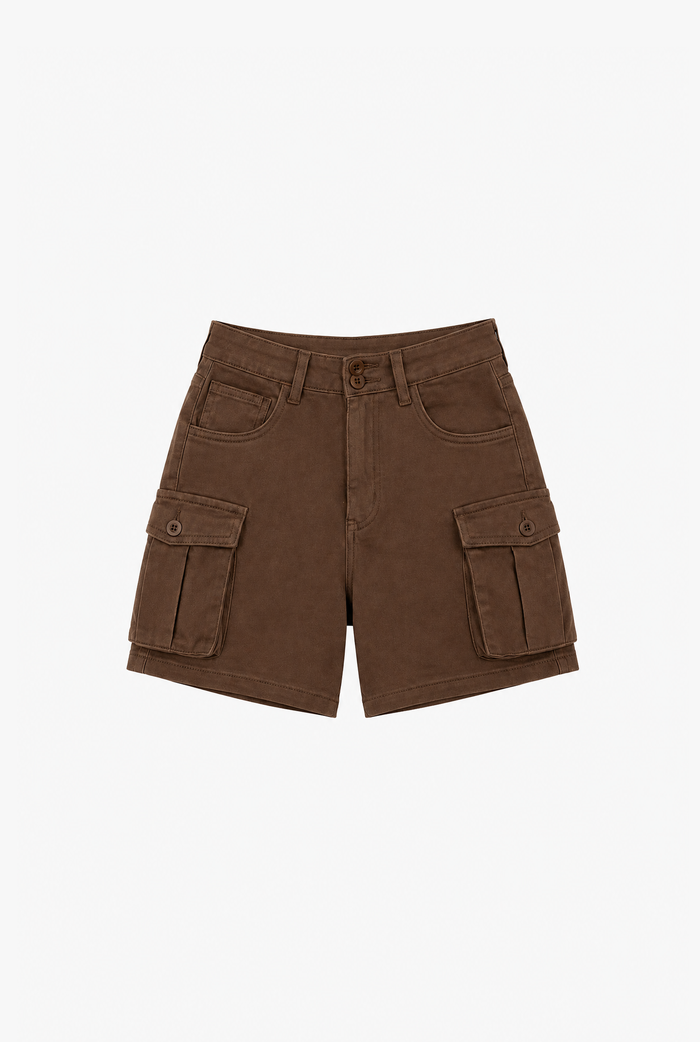 Brown Cargo Shorts flat-lay