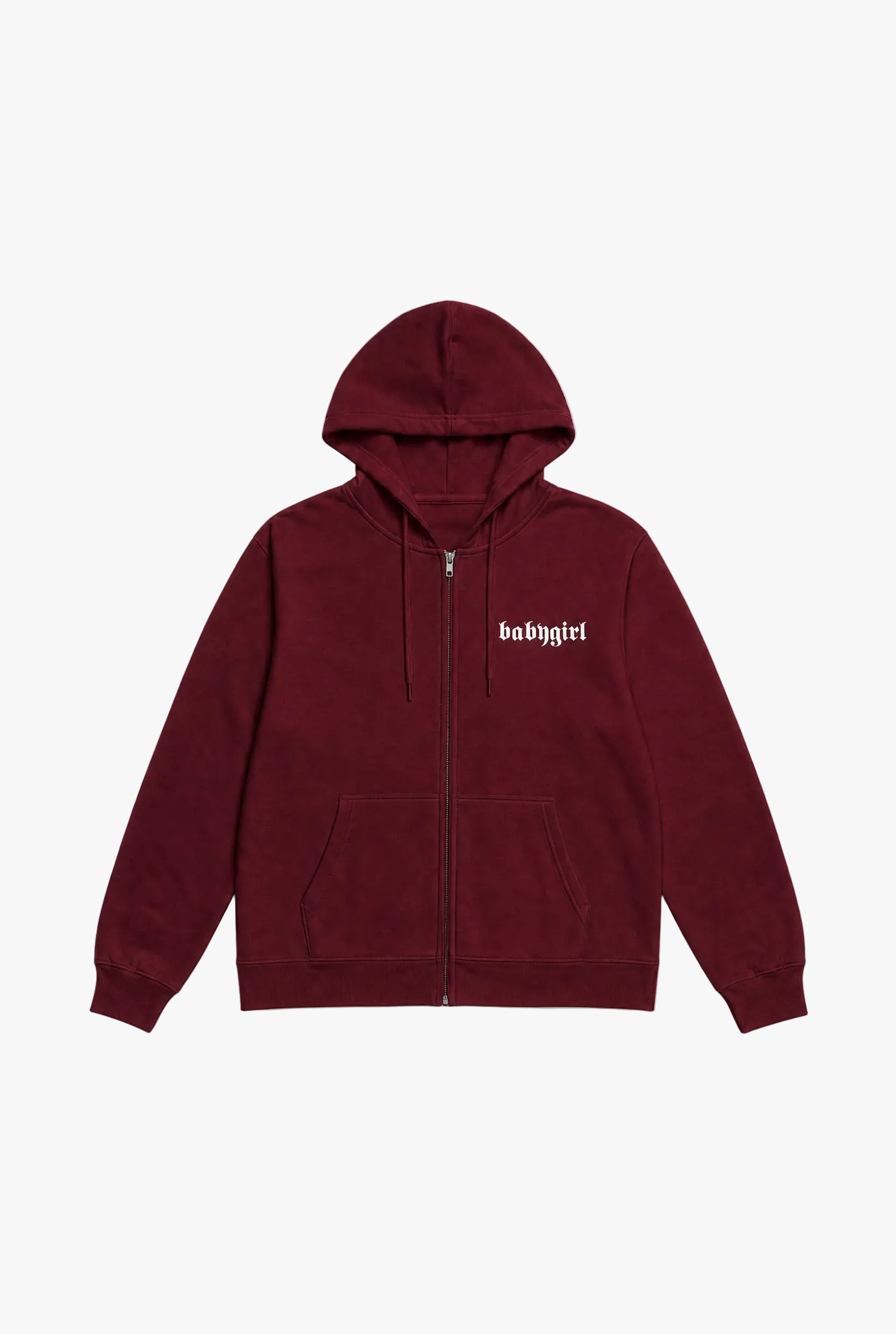 Bulletin Zip Knit — wine red zip up womens knitwear hoodie flat lay by Sulta Studios