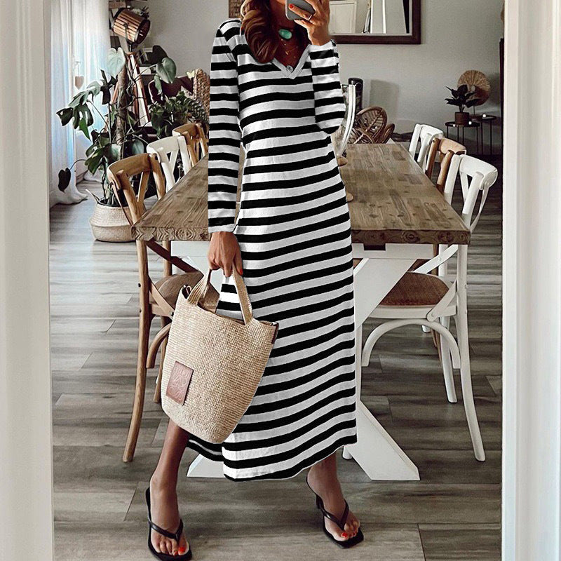 Slit Print Dress — women's black white blue white dresses by Blnka Kollective