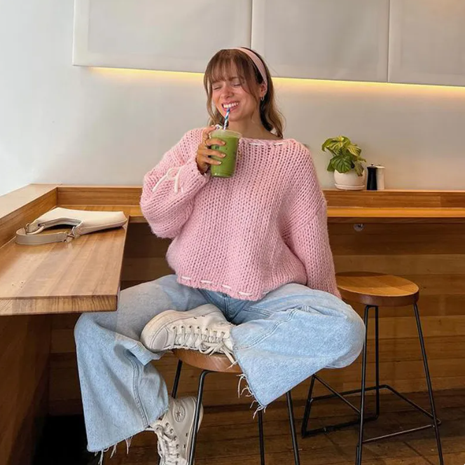Bowknot Knit — women's beige black sweaters by Blnka Kollective