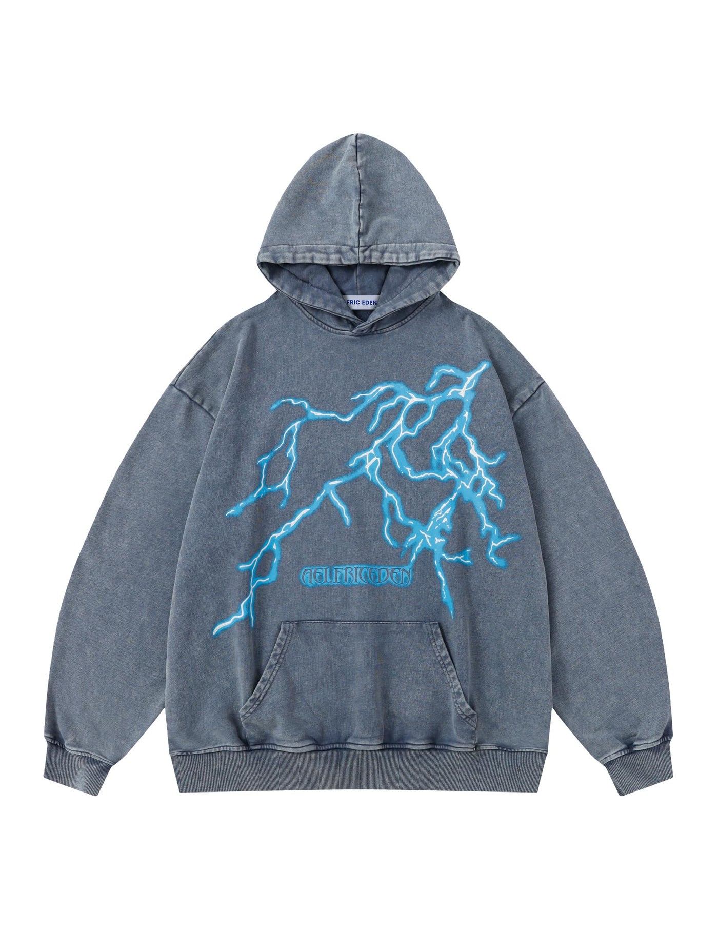 Lightning Washed Hoodie — blue grey graphic hoodies & sweatshirts by Blnka Kollective