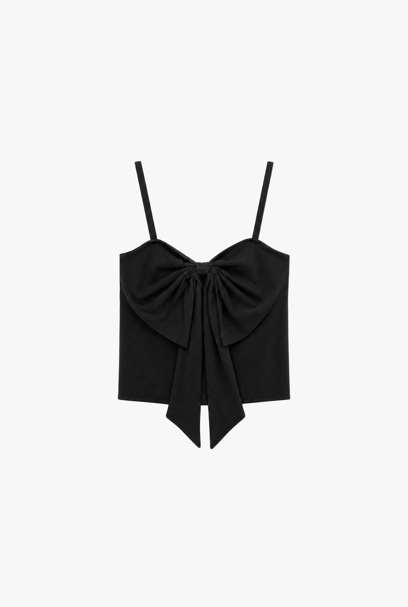 Debut Bow Top — black oversized bow front womens top flat lay by Sulta Studios