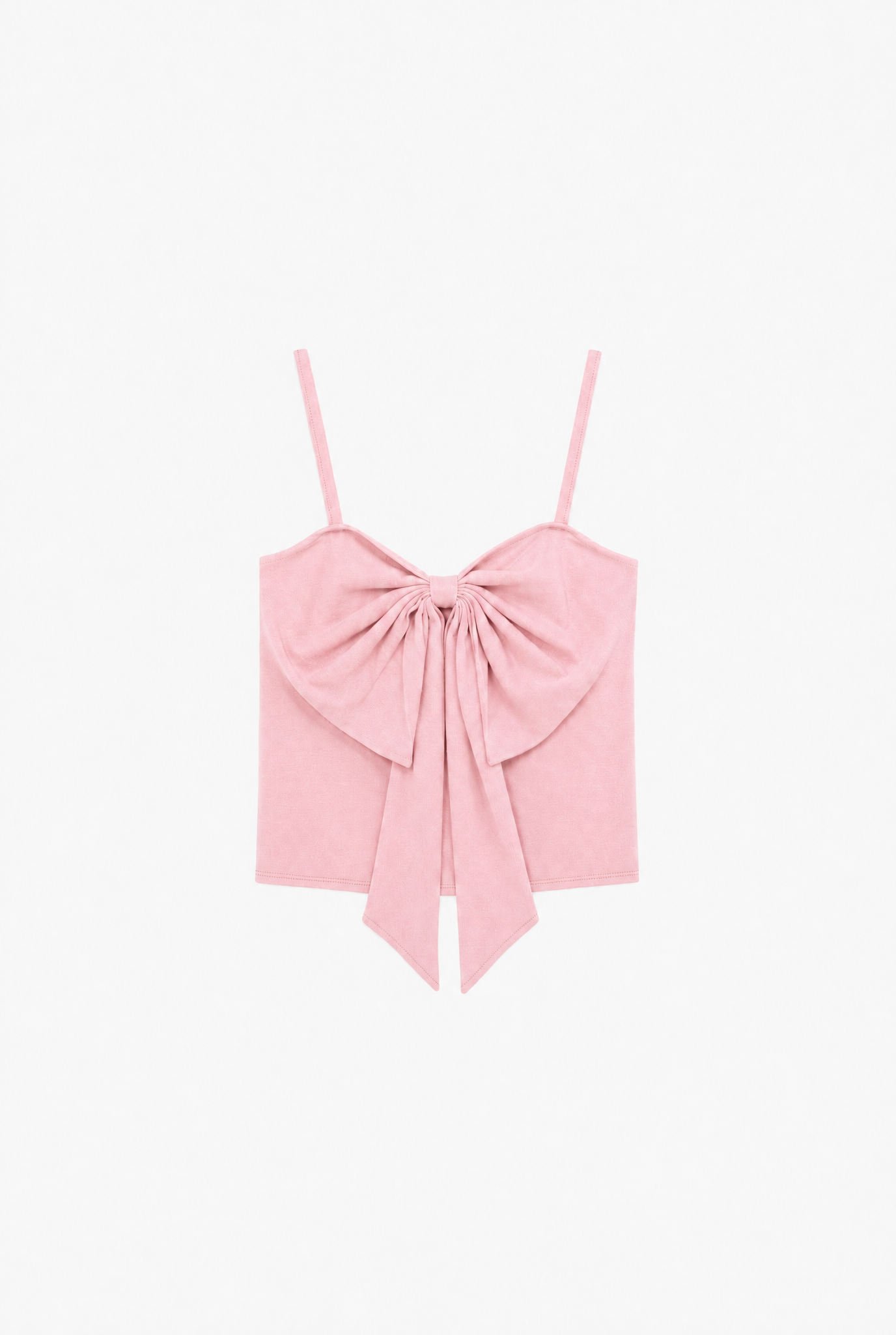Debut Bow Top — pink oversized bow front womens top flat lay by Sulta Studios