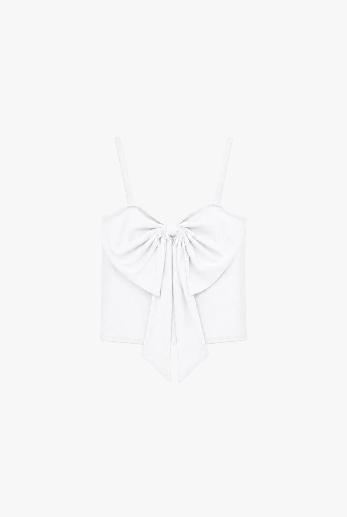 Debut Bow Top — white oversized bow front womens top flat lay by Sulta Studios