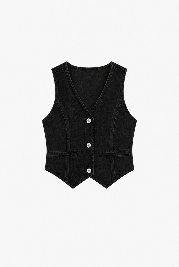 Denim Waistcoat flat-lay