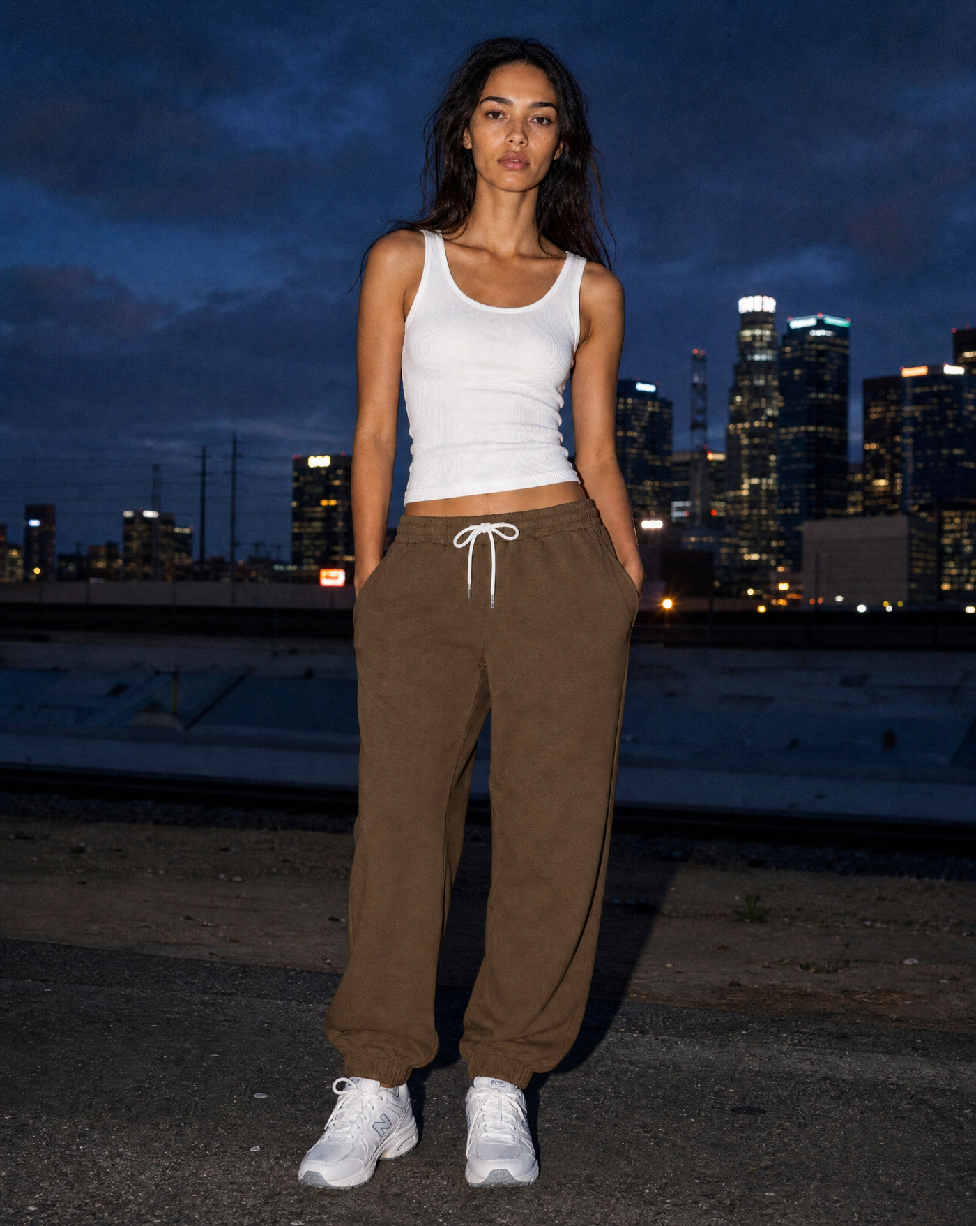 Drawline Sweatpants — female model editorial shot by Sulta Studios