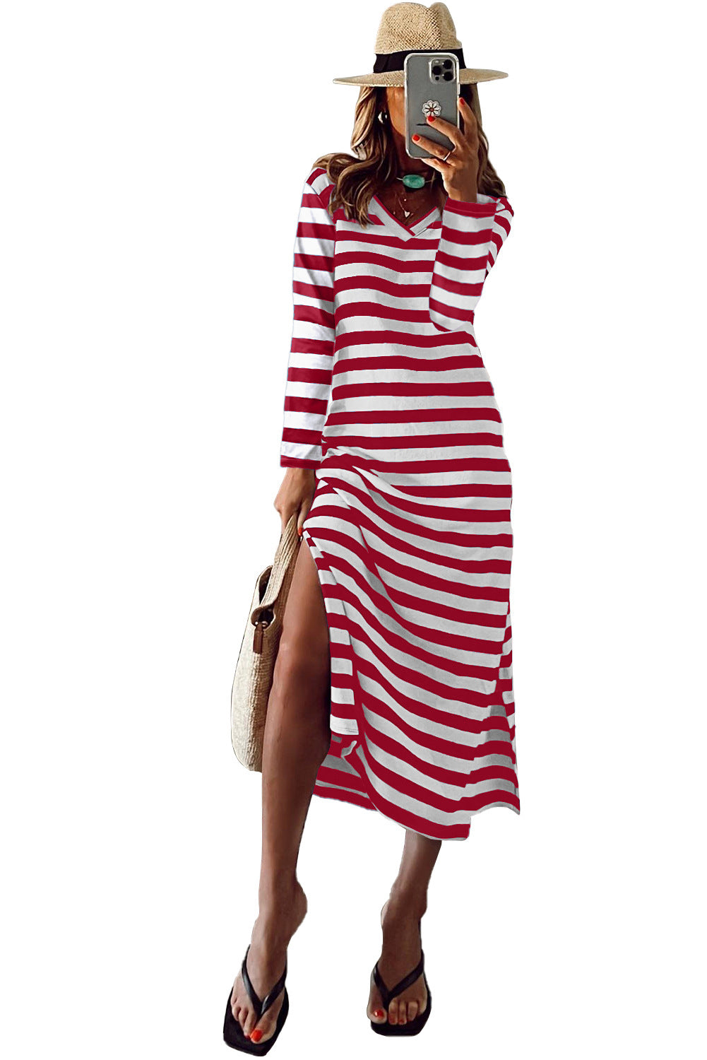 Slit Print Dress — women's black white blue white dresses by Blnka Kollective