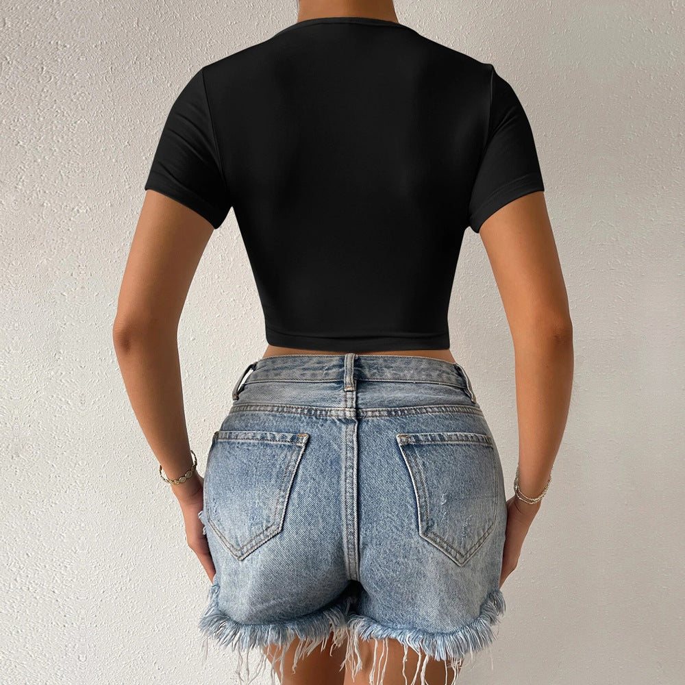 V Neck Micro Tee — women's black t-shirts by Blnka Kollective