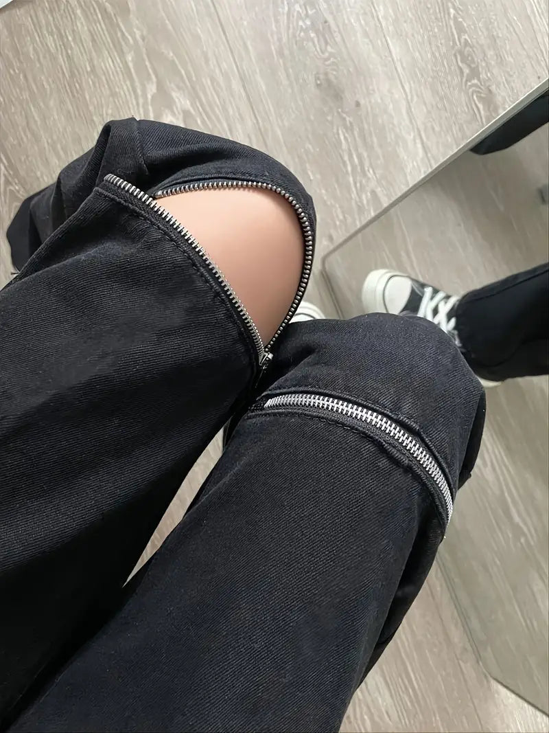 Wide Leg Zip Denim — zipper jeans by Blnka Kollective