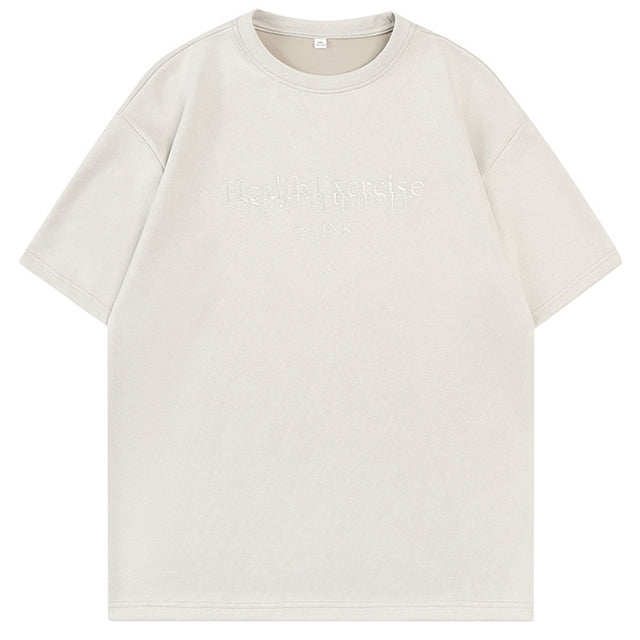 Letter Suede Tee — beige black t-shirts by Blnka Kollective